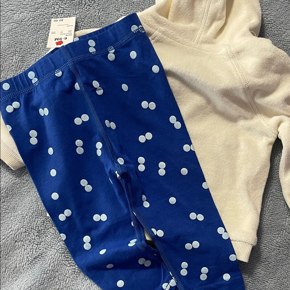 NWT Christian Robinson Kids Cream and Blue Matching Set Size 6-9 Month